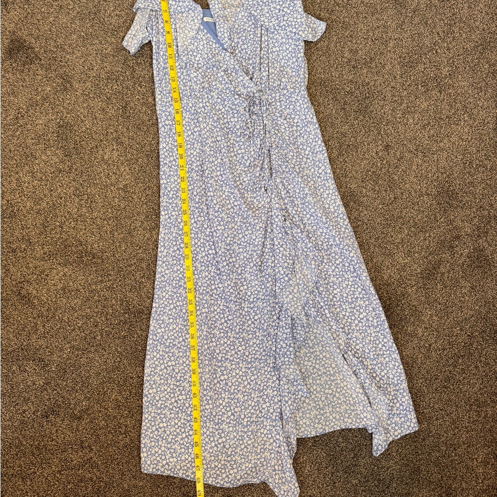 Veronica Beard Blue Spaghetti Strap Ruffle Ruched Midi Dress Spring/Summer Sz 6 - Picture 10 of 12